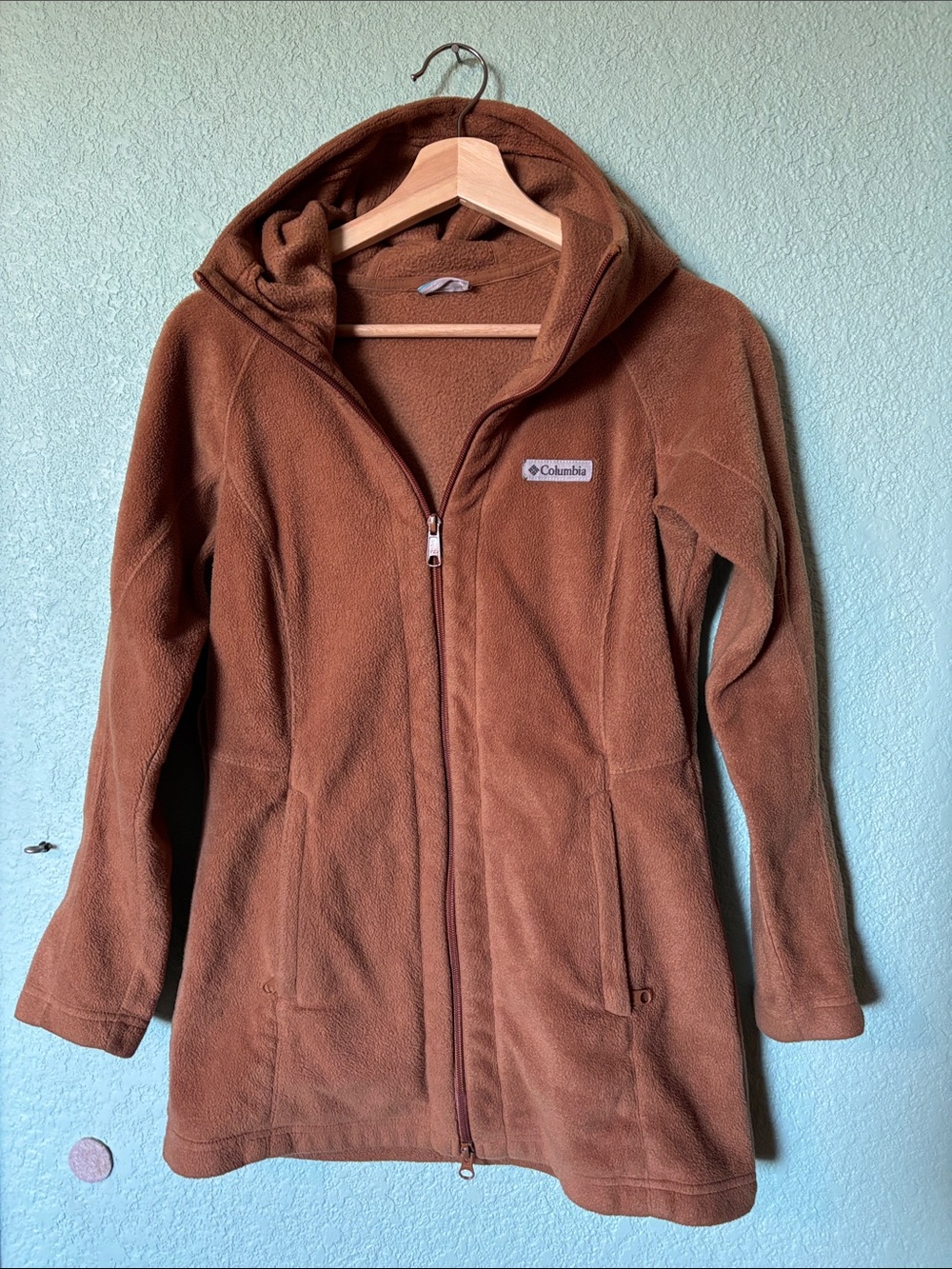 Columbia Women's Hooded Teddy Fleece Jacket in Chestnut Brown Size XS Good